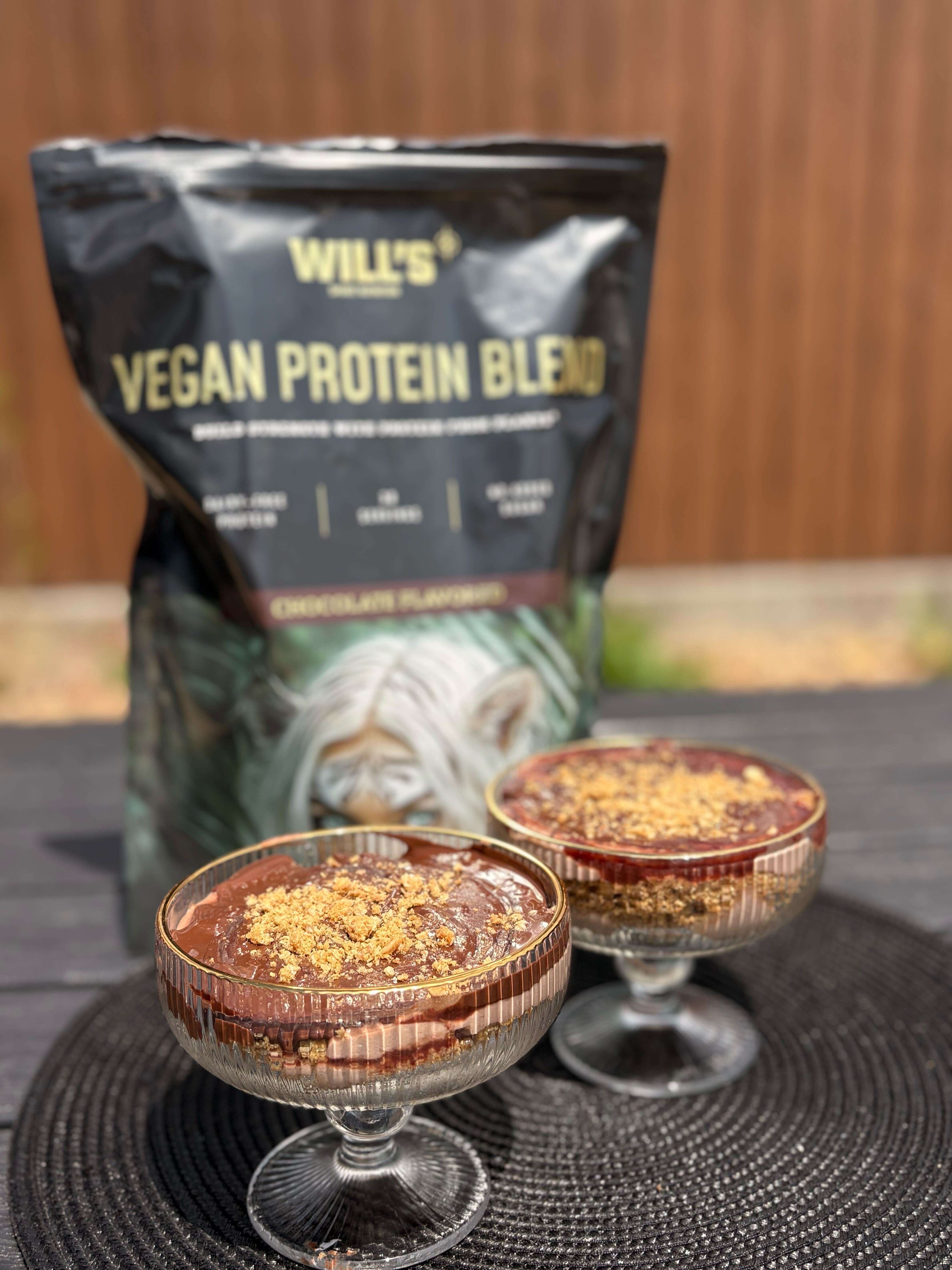 Chocolate Protein Dessert Cup with Strawberry Jam & Crunchy Chocolate Topping